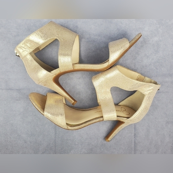 Jessica Simpson Gold Women's Sandals‎ heels evening party Cocktail Size 8 M - Picture 9 of 11